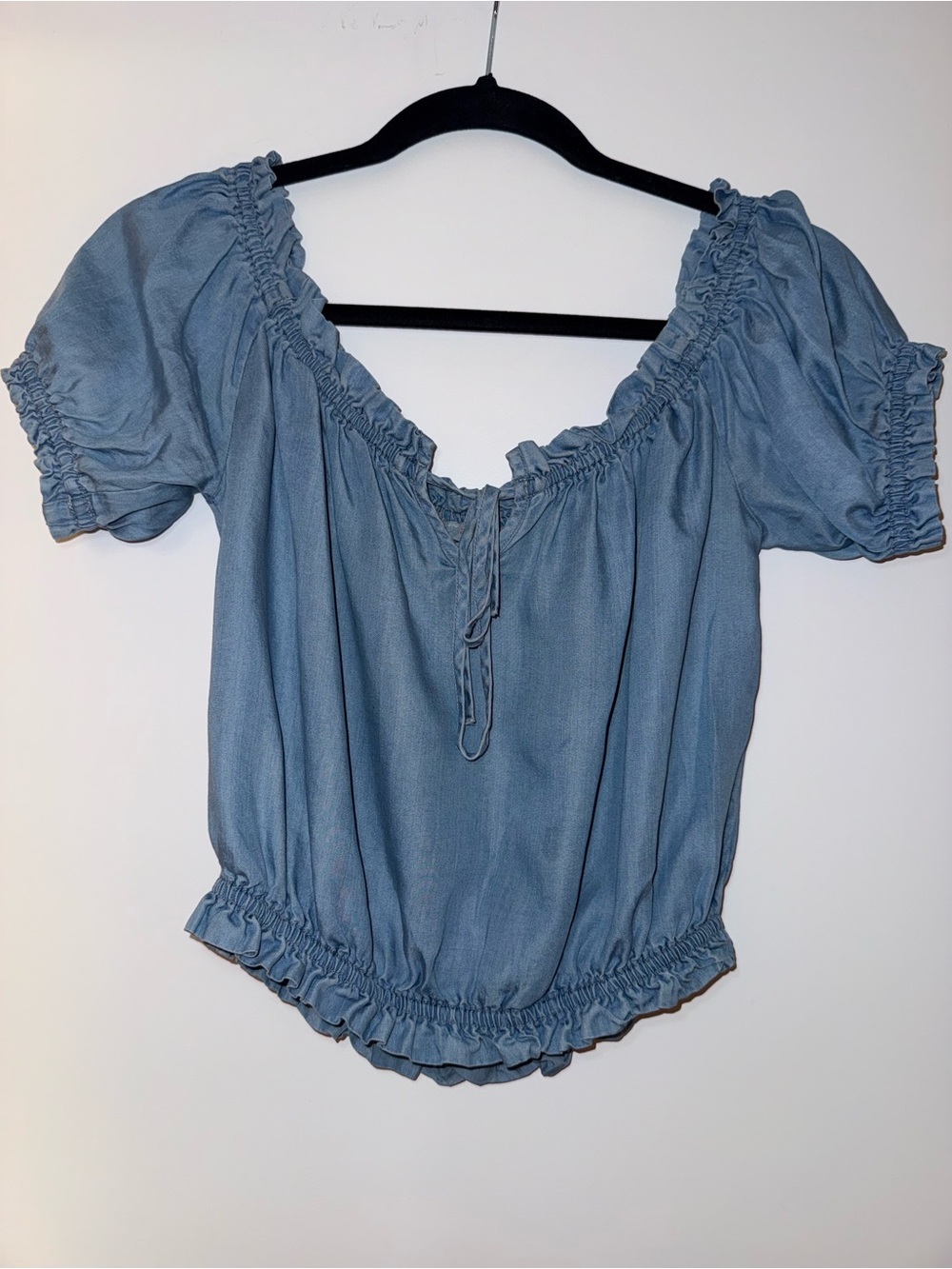 🦋 Peasant Blouse - Blue Women's Off-Shoulder Top
